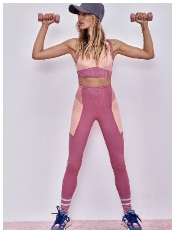 For Love & Lemons Pink Activewear Ribbed Sports Bra High Rise Leggings Set S